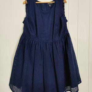 Forever 21 Navy Windowpane Fit and Flare Dress